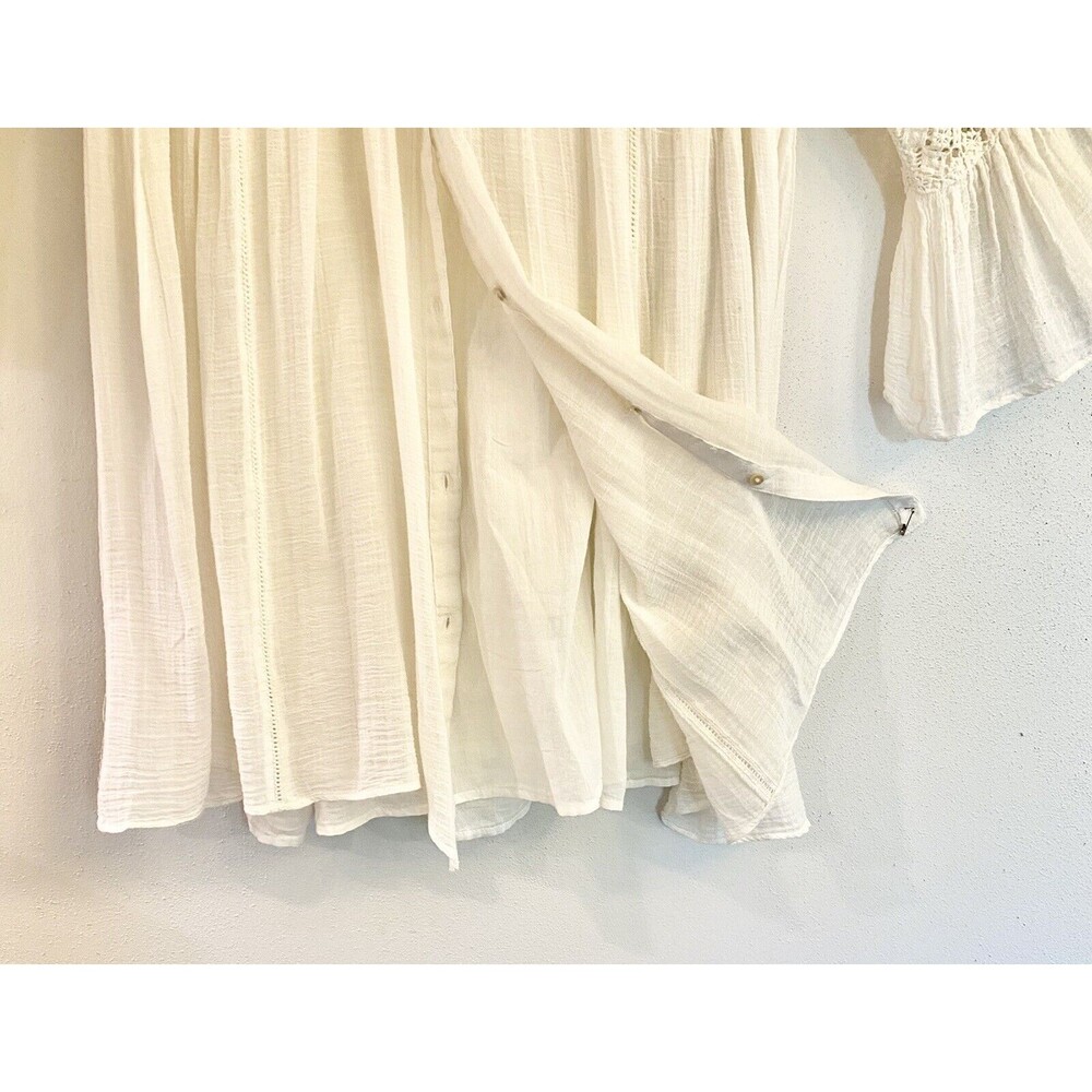 Zara Trafaluc Collection Women's Ivory Button Down Lace Blouse Size 8- Two Piece - Picture 7 of 9